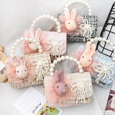 China Cute Korean Style Cartoon Cute Baby Bag Children Messenger Bag Pearl Cute Shoulder Chain Bag For Girl for sale