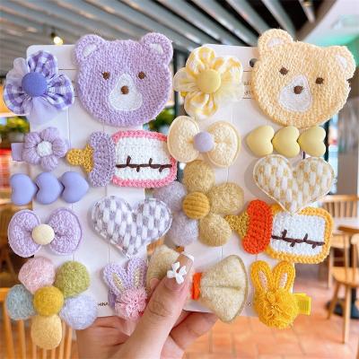 China 2021 Cute New Style Flower Hair Clip Set Cute Bear Cartoon Hairpin Princess Headdress For Children for sale