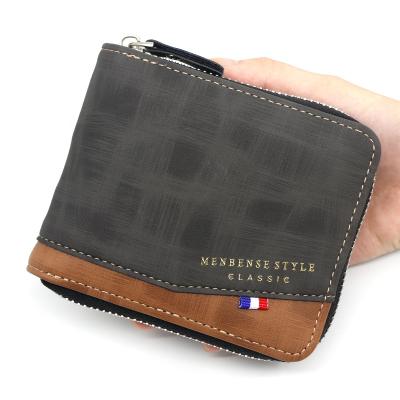 China Latest Arrival Retro Men Wallet Men's Multifunctional Zipper Purse Coin Pocket Male Card Holder High Quality PU Leather Short Wallets for sale