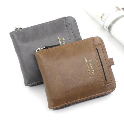 China New Arrival Retro Men's Wallet Men Multifunctional Zipper Purse Coin Pocket Male Wallet High Quality PU Leather Short Wallets For Women for sale