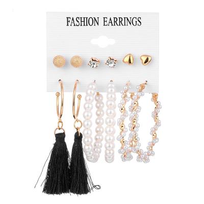 China New Style Six-piece Pearl Butterfly Earrings Irregular Pearl Earrings Romantic Simple Stud Earrings for sale