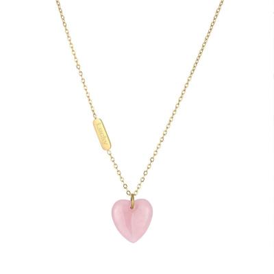 China MSYO CIA Hot Sale Titanium Steel 18k Gold Necklace Environmental Friendly Heart Shape Natural Stone Necklace For Women for sale