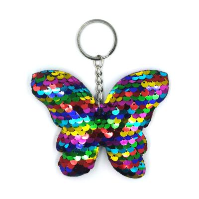 China Women Reversible Butterfly Sequins Metal Fashion Accessories MSYO Color Luggage Pendant Key Chain Gift for sale