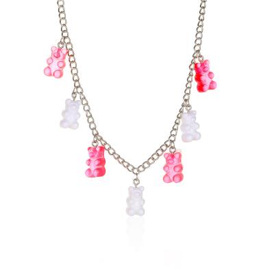 China New Candy Color TRENDY Gummy Bear Necklace INS Hip Hop Pendant Necklace for sale