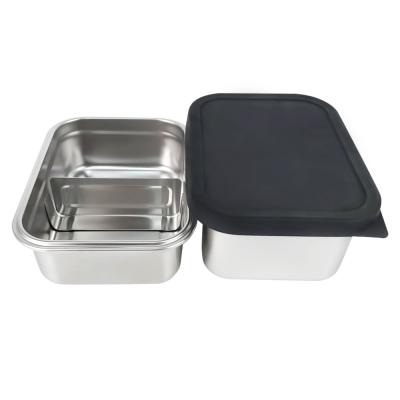 China Freshness Preservation 18/8 SUS304 Stainless Steel Lunch Box With Food Grade Silicone Lid Food Container Lunch Box Caterer for sale