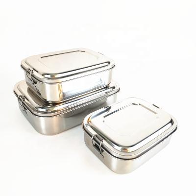 China 2020 Amazon Viable Hot Sale Stainless Lunch Box For Kids Adults 3 Compartment Metal Food Container Bento Box Divided Snack Food Storage for sale