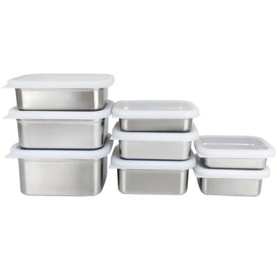 China Airtight Freshness Preservation Stainless Steel Food Box With Clear Silicone Lid Meal Prep 304 Lunch Box for sale