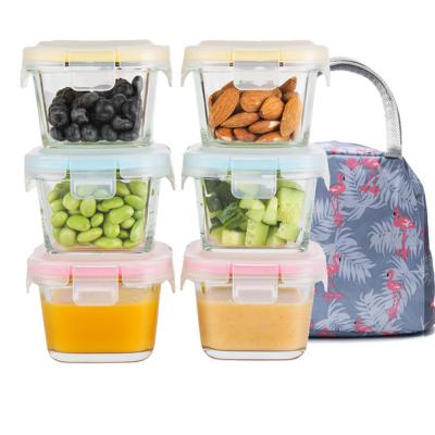 China Freshness Preservation LIHONG Microwave Baby Food Container Kitchen Storage Box Safe Mini Airtigh Bowl Glass Storage for sale