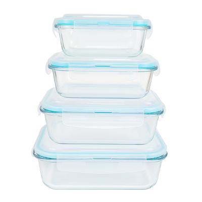 China LIHONG Sustainable Eco Friendly Bento Box PP Plastic Lid Heating Refrigerationl Glass Lunch Box Glass Food Container for sale