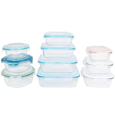 China Borosilicate Tifin Prep Freshness Preservation Amazon Microwave Meal Lunch Box Glass Kids Bento Box Airtight Lock Plastic Glass Lid Lunch Box for sale