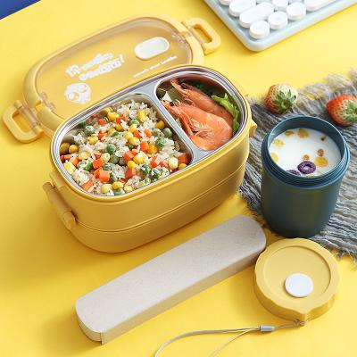 China Lihong Bento Lunch Box Kids Stainless Steel Food Storage Container Stackable Airtight Microwave Freshness Preservation 2 Layers Heating Lunch Box for sale