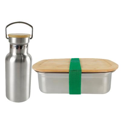 China Wholesale Reusable Freshness Conservation LIHONG 2022 Stainless Steel Fiber Bento Box Bamboo Kids Water Bottle and Lunch Box for sale