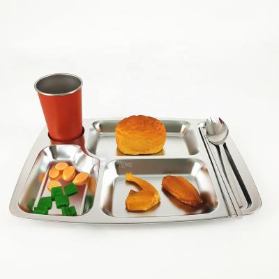 China Viable New Product Lunch Tray For Fast Food Wholesale Stainless Metal Snack Dinner Dish for sale