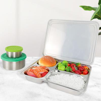 China Freshness Preservation Lihong 2022 Children 4/5 Compartment Canteen Food SS Bento School Lunch Box Container Dinner Dishes With Lid for sale