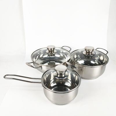 China Sustainable top selling 6pcs set 201 stainless steel induction kitchen cookware set hot pots for cooking for sale