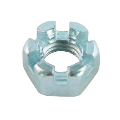 China Heavy Industry Yellow Zinc Galvanized Thin Carbon Steel DIN937 Slotted Hex Nut for sale