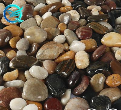 China Modern Qinge High Polished Landscape Natural Black Pebbles Garden Riverstones for sale