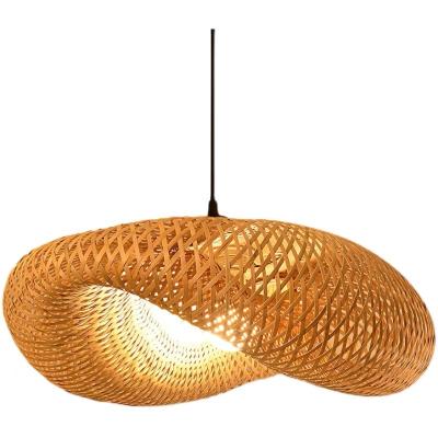 China Modern Handmade Art Restaurant Hotel Rattan Chandelier Pendant Lights Bamboo Lamp for sale