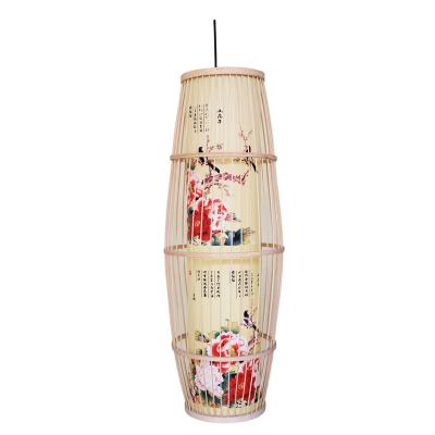 China Eco-friendly Handmade Painted Outdoor Bamboo Pendant Light Unique Art Modern for sale