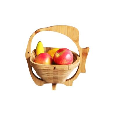 China Sustainable Cotton Food-Safe Wooden Shape Rotating Fruit Basket Bamboo Folding Folding Wholesale for sale