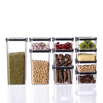 China Freshness Preservation Food Grade Sealed Clear Plastic Jars Refrigerator Storage Box Candy Storage Stackable Jar for sale