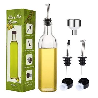 China Viable Clear Glass Oliver Oil Carafe Decanter Condiment Set by Oliver Oil Dispenser Oil Vinegar for Kitchen for sale