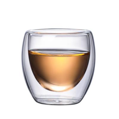 China High Borosilicate Popular Double-Layer High Temperature Resistant Glass Double Wall Glass Cup for sale