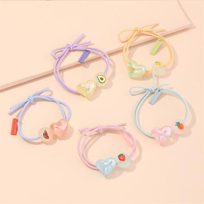 China Cute Elastic Hair Ring Decoration Manufacturer Supply 5pcs Fruit Flower Hair Rope Set Quality Guarantee for sale