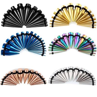 China 14G-00G colorful TRENDY tapered sting conical earpiece piercing earring for piercing earpiece ear expander for sale