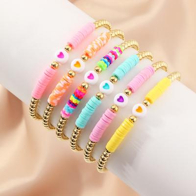 China FASHIONABLE Wholesale Fast Delivery Multicolor Plastic Beaded Gold Plated Women Jewelry Bracelet for sale