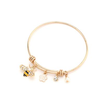 China 2020 Hot Sale Gold Color Fashion Jewelry Bangle HANGING Bee Adjustable Bangle For Women for sale