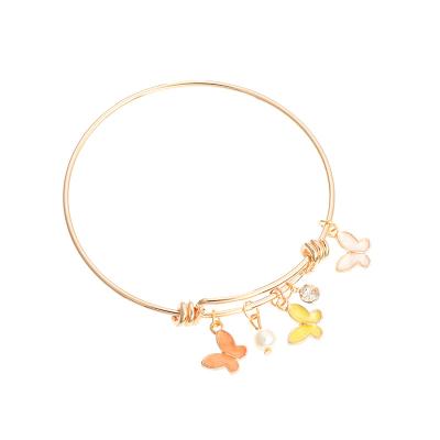 China 2020 FASHIONABLE new trend enamel butterfly pendant bracelets, adjustable charm bracelet for girls for sale