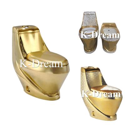 China Double-Flow Toilet KD-09GPA High-Grade Ceramic Gold Toilet Seat Royal Luxury Lavatory for sale