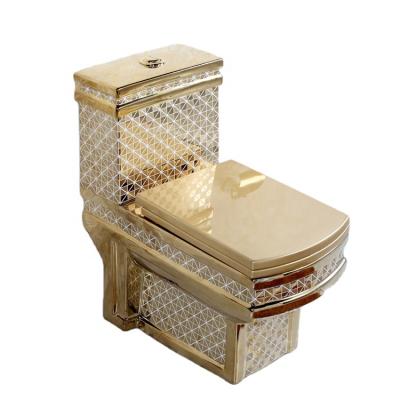 China Pleasant Water Closet Gold Ceramic Long-life Design Double-flow Toilet KD-10GPA Gold Toilet for sale