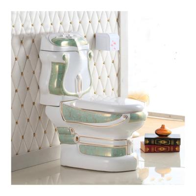 China Hot Selling Double-Flow Two Washdown Porcelain Gold Colored Toilet Floor Mounted Wc Floor Pieces for sale