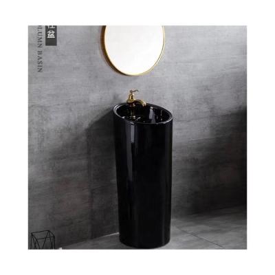 China FreeStand High Grade Ceramic Wash KD-BPB05 Hand Basin , Ceramic Sinks Black Bathroom Single Basin for sale