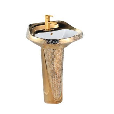 China KD-26GBA EUROPEAN High Quality Gold Pedestal Wash Basin, Gold Plated Wash Basin Sink for sale