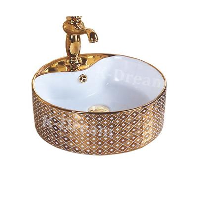 China KD-05GBO EUROPEAN luxury gold washbasin table top, gold washbasin bathroom for sale