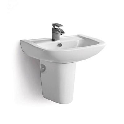 China Floor Standing Half Pedestal Wall Hung Ceramic Wash Basin Design Pedestal Wash Basin for sale