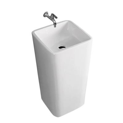 China Floor Standing New Square Standing One Piece Pedestal Wash Basin for sale