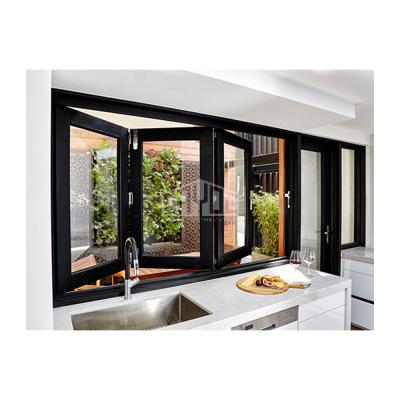 China Aluminum Hurricane Anti Impact CAYOE Screen Building Tempered Glass Exterior Main Sliding Folding Door And Window for sale