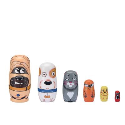 China 6Pcs Nesting Dolls Handmade Colorful/Safe/Environmental Wooden Russian Matryoshka Dolls Stacking Doll Set for sale