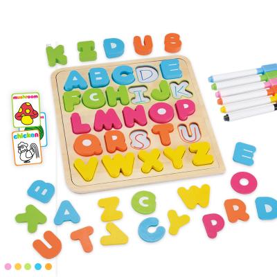 China Colorful/Safe/Environmental Wooden Alphabet Number Shape Learning Matching Puzzles For Kids for sale