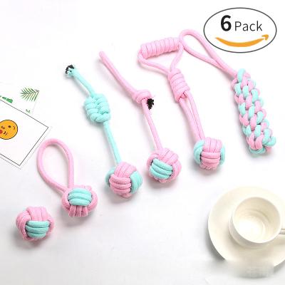 China Sustainable Dog Rope Toys Eco-Friendly Cotton Rope Toys Bite-Resistant Rope Knot Dog Toy for sale