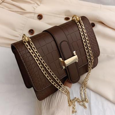 China Fashion Stone Pattern Embossed Messenger Bags Pure Color Elegant Ladies Bag 2021 Fashionable Unique Square Satchel Shoulder Bag Cheap Unique Women for sale