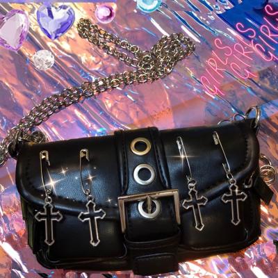 China 2022 Punk Women Handbags Harajuku Pin Cross Crossbody Bags Ladies Vintage Shoulder Bag Gothic Women Fashion for sale