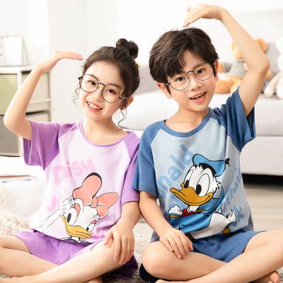 China Breathable Cartoon Pijamas Kids Short Sleeves Pajama Boys Pajamas Suit Girls Summer Pajamas Kids Pajamas Set for sale