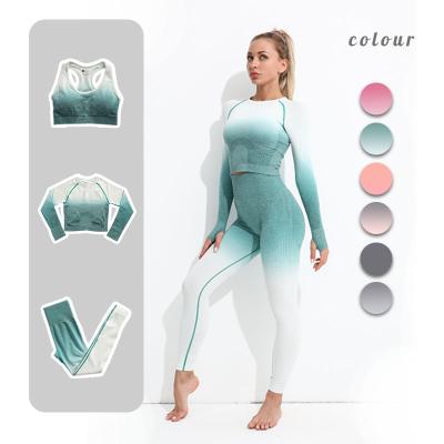 China Breathable Slim Fit Fitness And Yoga Wear Long Sleeve Yoga Set Seamless Yoga Equipment Women Sets Gym Fitness Sets for sale