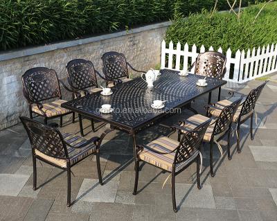 China Durable And Waterproof Promotional Balcony Dining Set Cast Aluminum Outdoor Frame Table And Chair In 8 Seat for sale