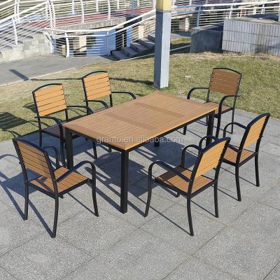 China Lightweight All Weather Outdoor Garden Furniture Wood Dining Set Patio Dining Chair And Table for sale